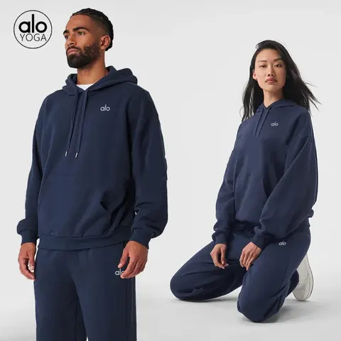 alo Yoga Navy Blue Hoodie and Sweatpants Set