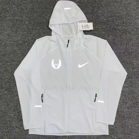 Nike White Hooded Windbreaker Jacket with Wings Logo