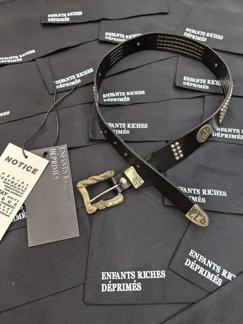 Enfants Riches Déprimés Leather Belt with Gold Buckle