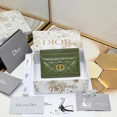 Dior Green Quilted Card Holder