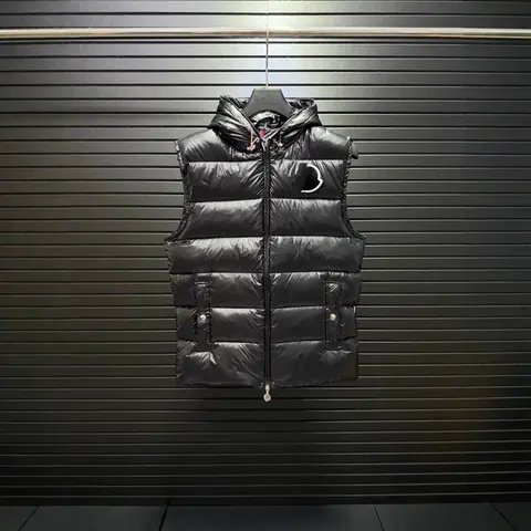 Moncler Black Quilted Down Vest with Hood