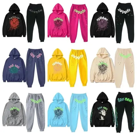 Spider Web Graphic Hoodie and Pant Sets
