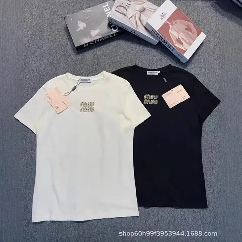 Miu Miu Embroidered Logo T-Shirt