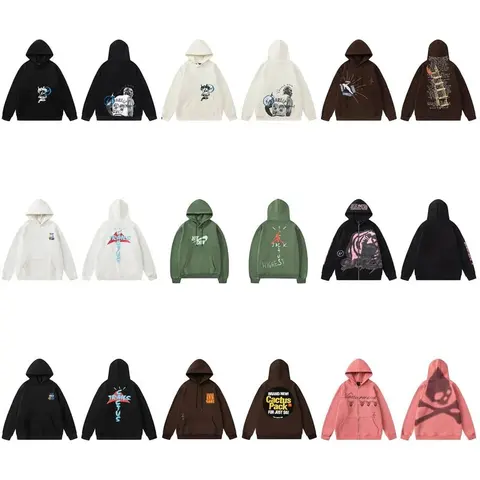 Collection of Graphic Hoodies Featuring Various Designs and Colors
