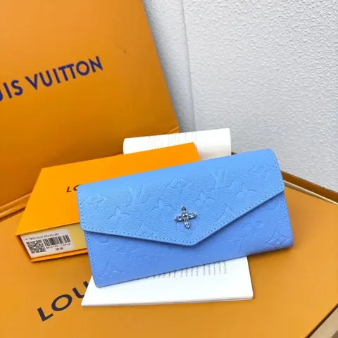 Louis Vuitton Blue Monogram Empreinte Wallet with Flower Clasp
