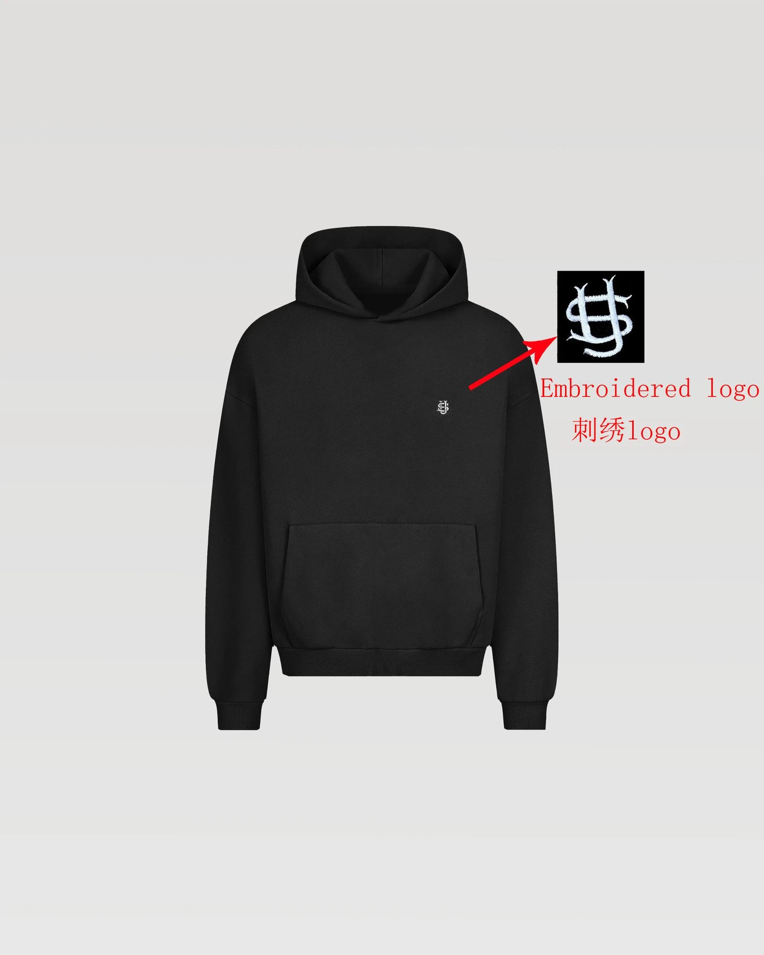 黑色没有拉链卫衣