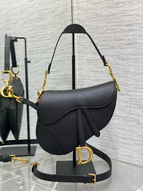 Dior Saddle Bag Black Leather with Gold Hardware