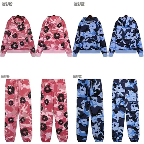 Camouflage Hoodie and Pant Set in Pink and Blue