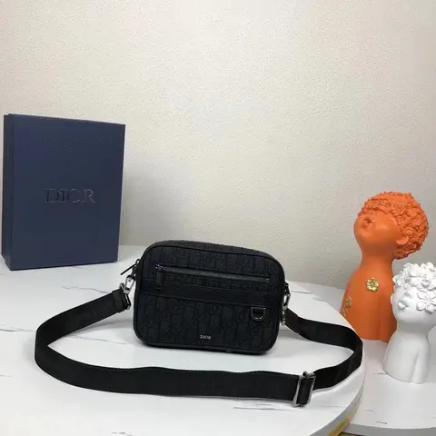 Dior Black Oblique Print Crossbody Bag