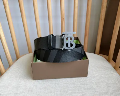 Burberry Monogram Check Belt with TB Buckle
