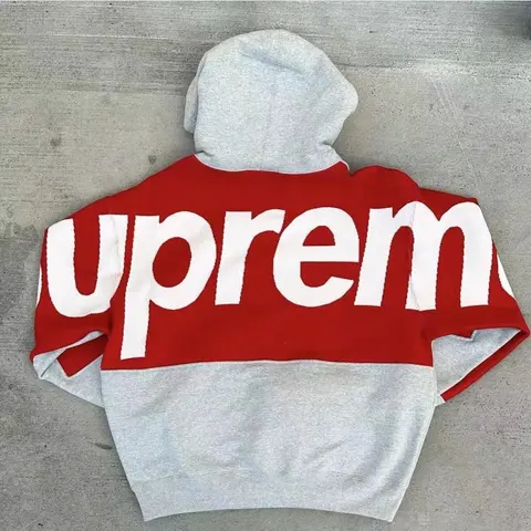 Supreme Red and Gray Hooded Sweatshirt