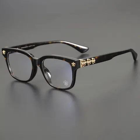 Celine Eyeglasses with Tortoiseshell Frame and Gold Fleur-de-Lis Details