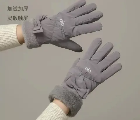 alo Fleece-Lined Touchscreen Gloves with Bow Detail