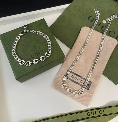 Gucci Interlocking G Chain Bracelet and Necklace Set