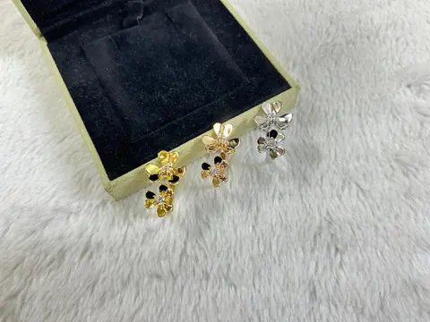 Flower Stud Earrings Set - Gold and Silver