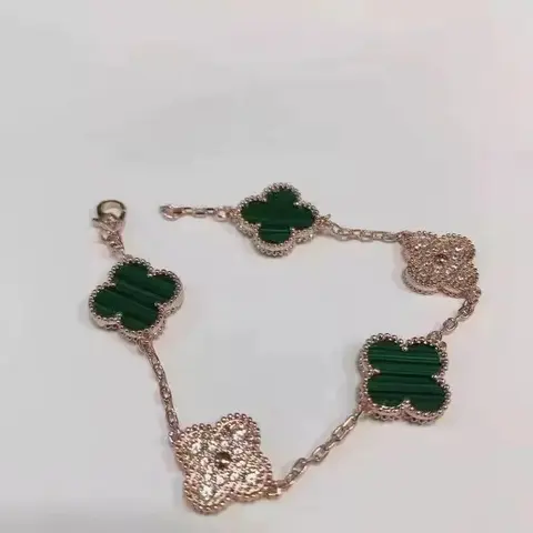 Green and Silver Clover-Style Bracelet