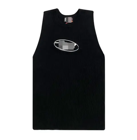 Black Ribbed Sleeveless Knit Top