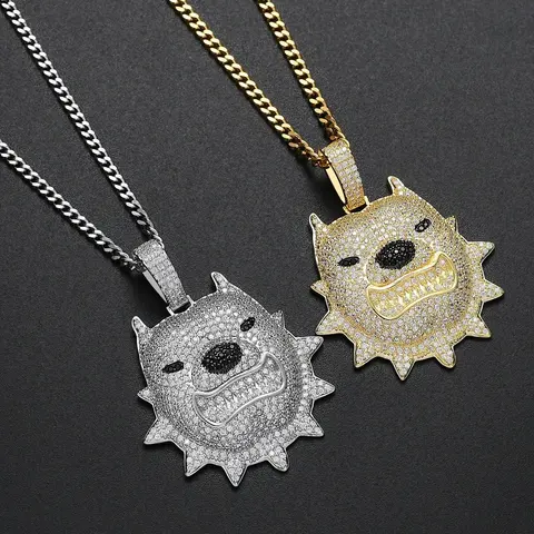 Dogecoin Dog Pendant Necklace - Silver and Gold Editions