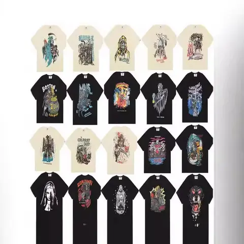 Collection of Graphic T-Shirts Featuring Various Artistic Designs