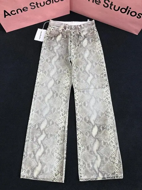 Acne Studios Snake Print Wide Leg Jeans
