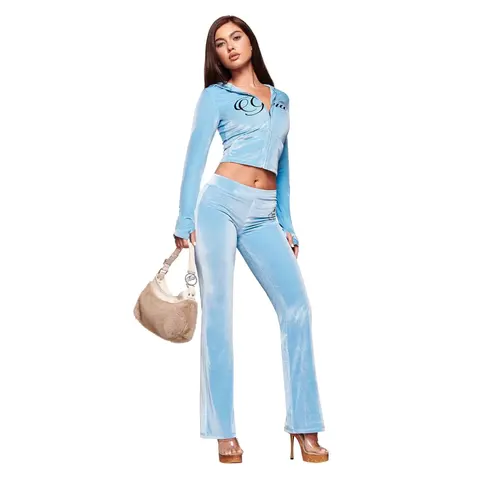 Gia Velour Crop Top and Pants Set