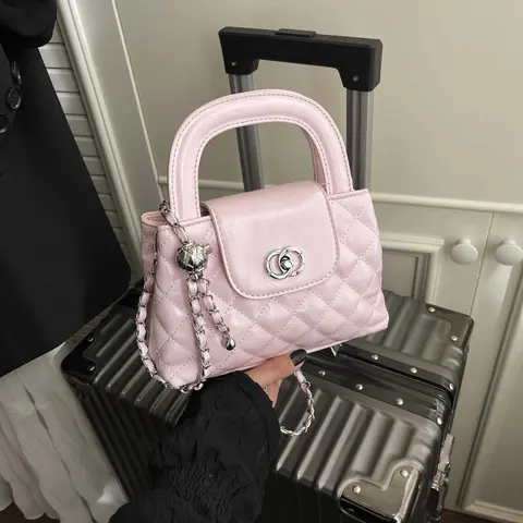Pink Quilted Chain Shoulder Bag