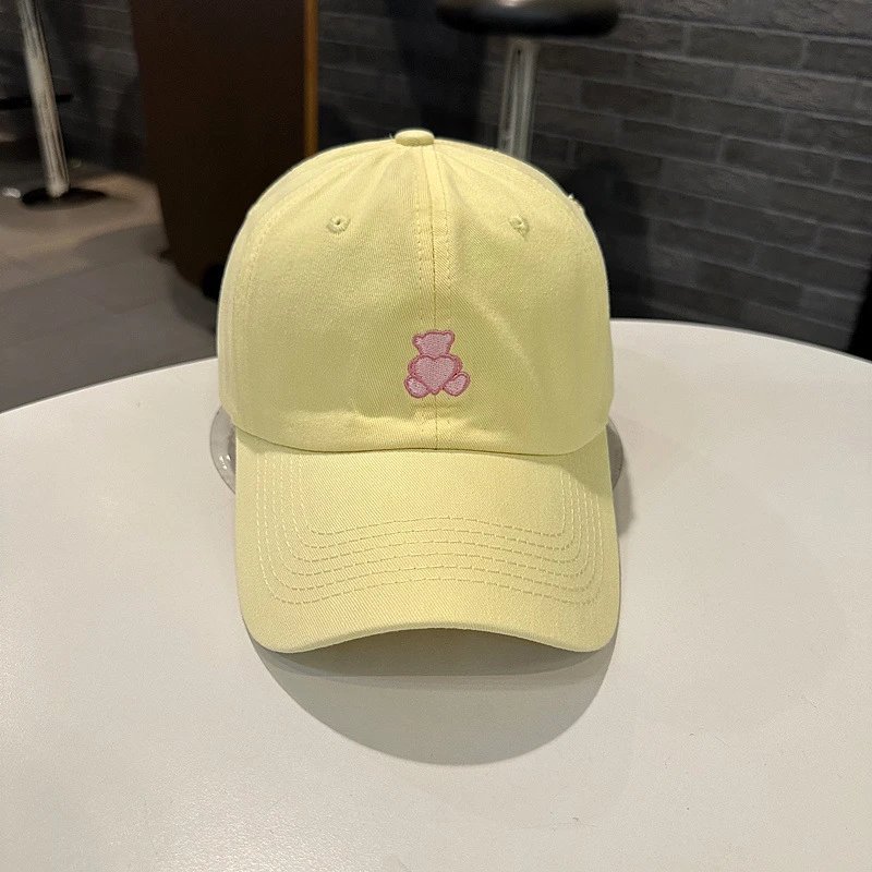 爱心小熊刺绣棒球帽—黄色