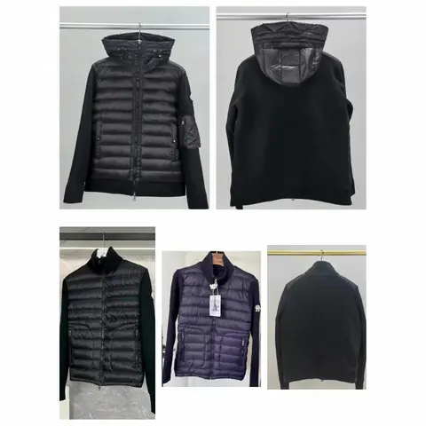 Moncler Hybrid Down Jacket with Knit Sleeves