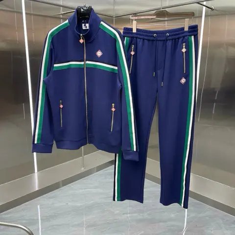 Cav Empt Navy Blue Track Suit with Green and White Stripes