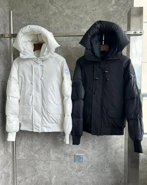 White and Black Puffer jackets with Hooded Design