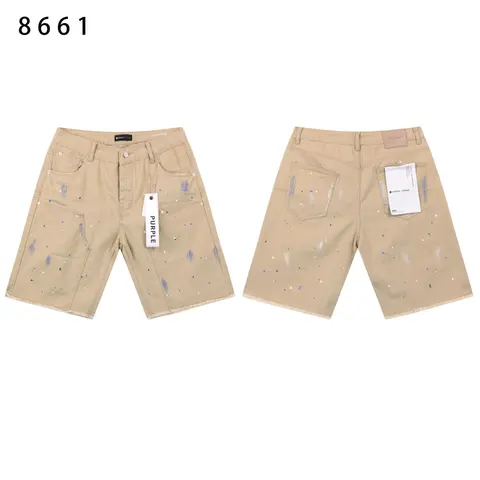 Purple Brand Khaki Paint-Splatter Shorts