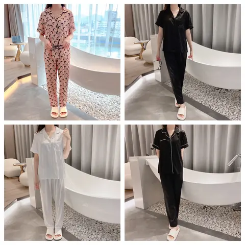 Women's Satin Pajama Sets - Pink, Black, and White Sleepwear Collection