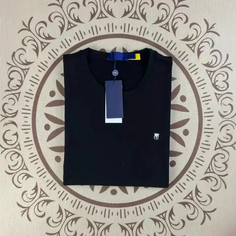 Black T-Shirt with Logo Embroidery