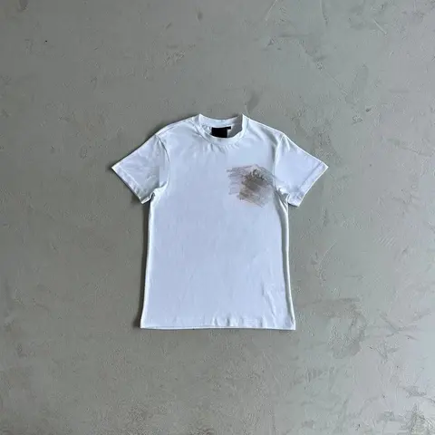 White T-Shirt with Abstract Chest Print