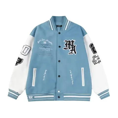 MIA Varsity Jacket - Light Blue and White