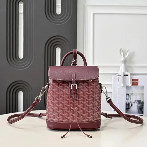Moyard Monogram Mini Backpack in Burgundy