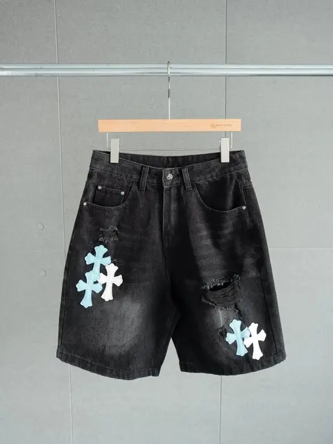 404 Denim Cross Patch Shorts