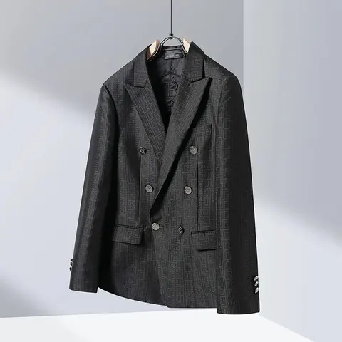 Balmain Double-Breasted Checkered Wool Blazer