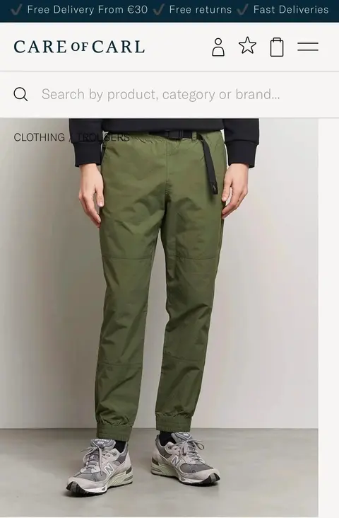 Care of Carl Olive Green Cargo Trousers