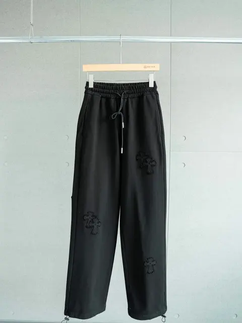 Black Embroidered Cross Sweatpants