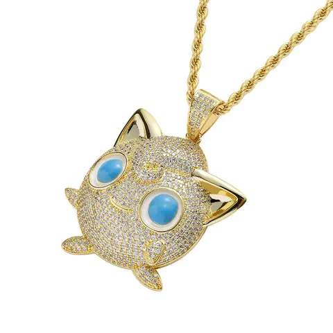 Gold Plated Diamond Encrusted Cat Pendant Necklace