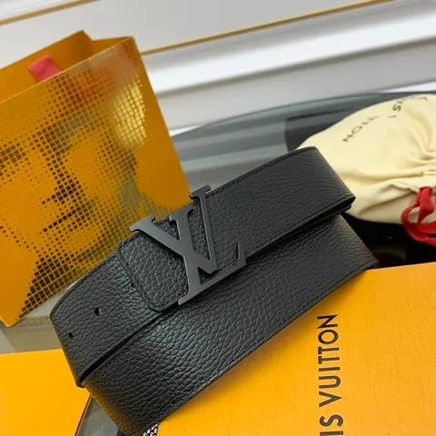Louis Vuitton Black Leather Belt with LV Buckle