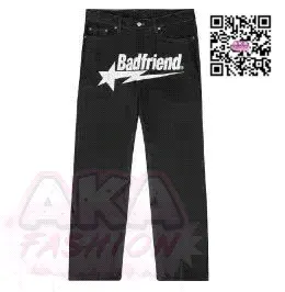 Badfriend Black Jeans with Logo Print