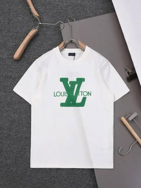Louis Vuitton White T-Shirt with Green Logo