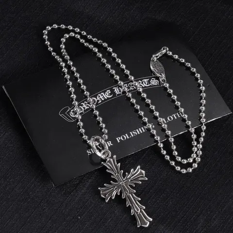 Chrome Hearts Silver Cross Pendant Necklace