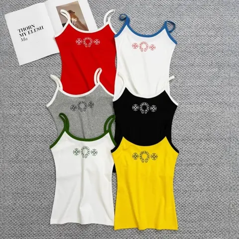 Slim-Fit Summer Tank Top with Print and Contrast Color Design