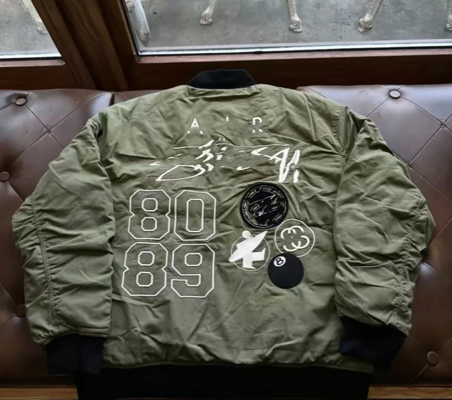 飞行员夹克宽松棒球服外套绿色