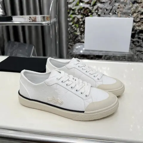 White Canvas Sneakers with Embroidered Logo