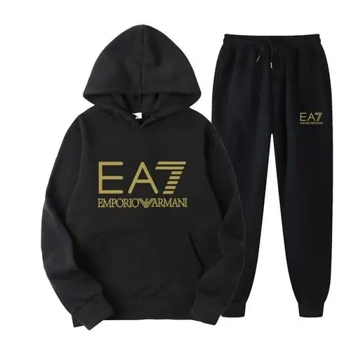 EA7 Emporio Armani Black Hoodie and Jogger Set