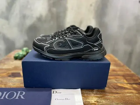 Dior Black Sneakers with White Stitching